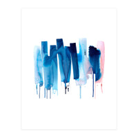 Abstract Watercolor Stripes Minimal Blue (Print Only)