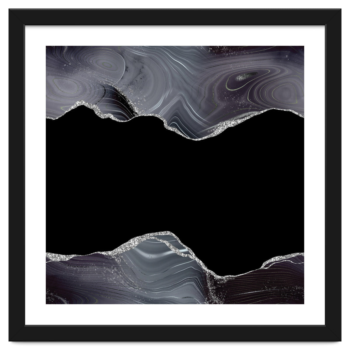 Black & Silver Glitter Agate Texture 04
