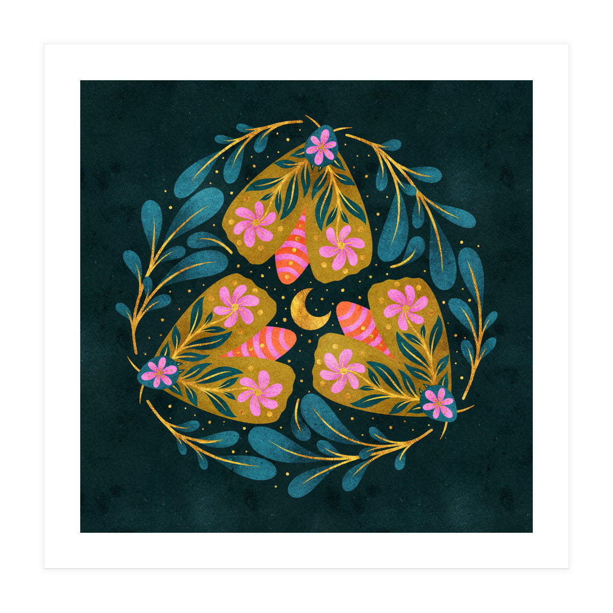 Floral Moths and Moon (Print Only)