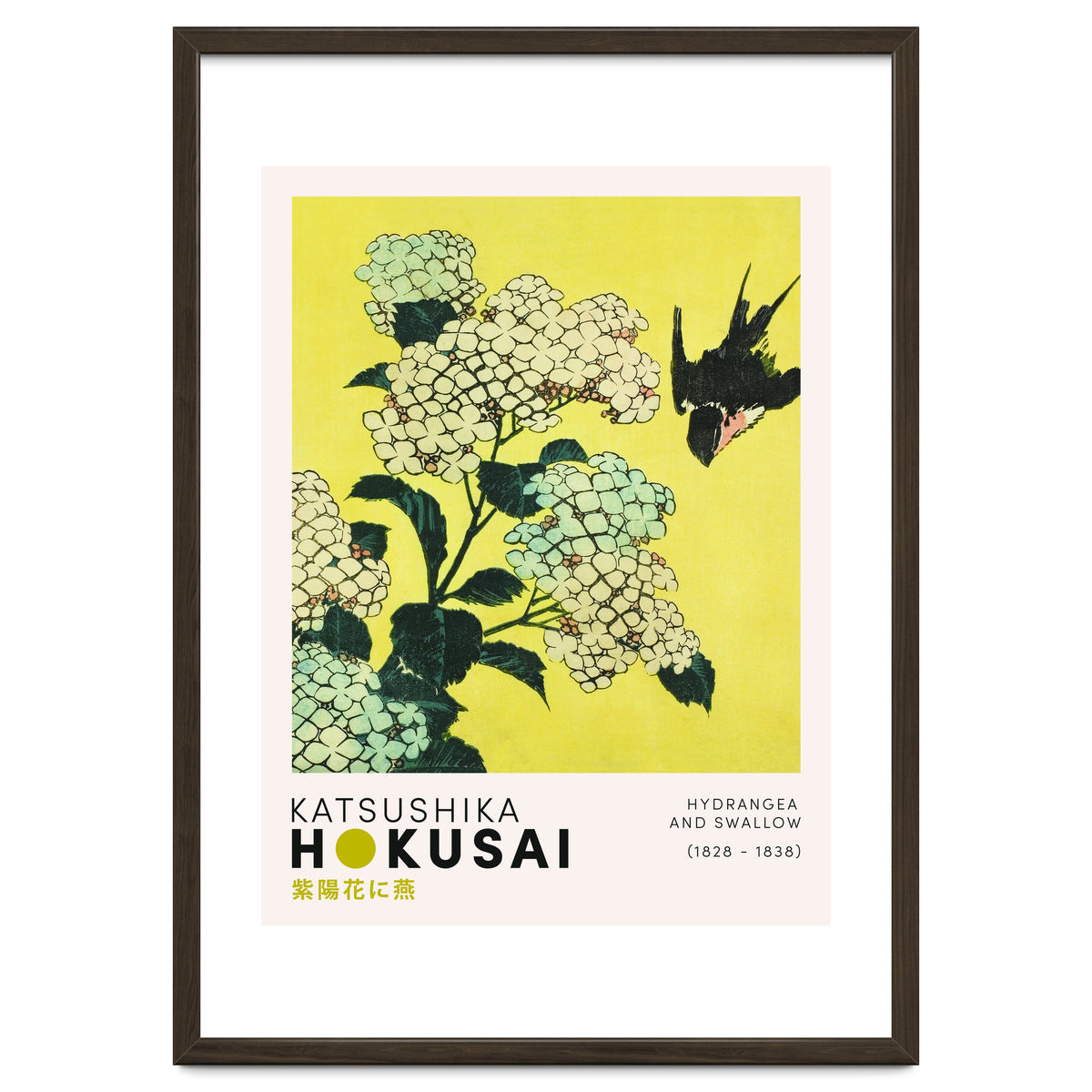Katsushika Hokusai - Hydrangea and swallow
