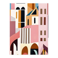 Moroccan City, Pastel Architecture Cityscape Buildings, Travel Eclectic Modern Bohemian Houses (Print Only)