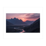 Crimson Sunset Valley: Serene Mountain Vista (Print Only) thumbnail