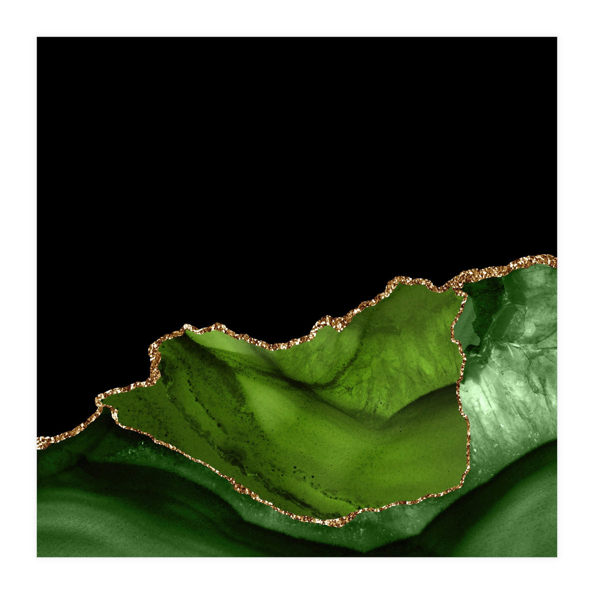 Green & Gold Agate Texture 06 (Print Only)