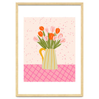 Tulips in a vase - pink and orange