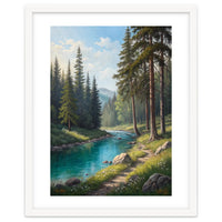 Serene Alpine Forest River Landscape