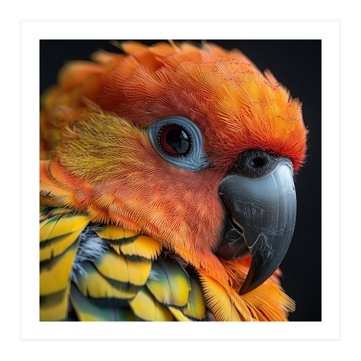 Close Up Of A Sun Conure Parrot's Head (Print Only)