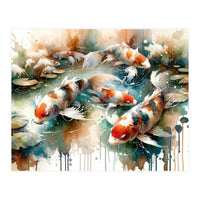 Colorful Koi Fish In Pond (Print Only)