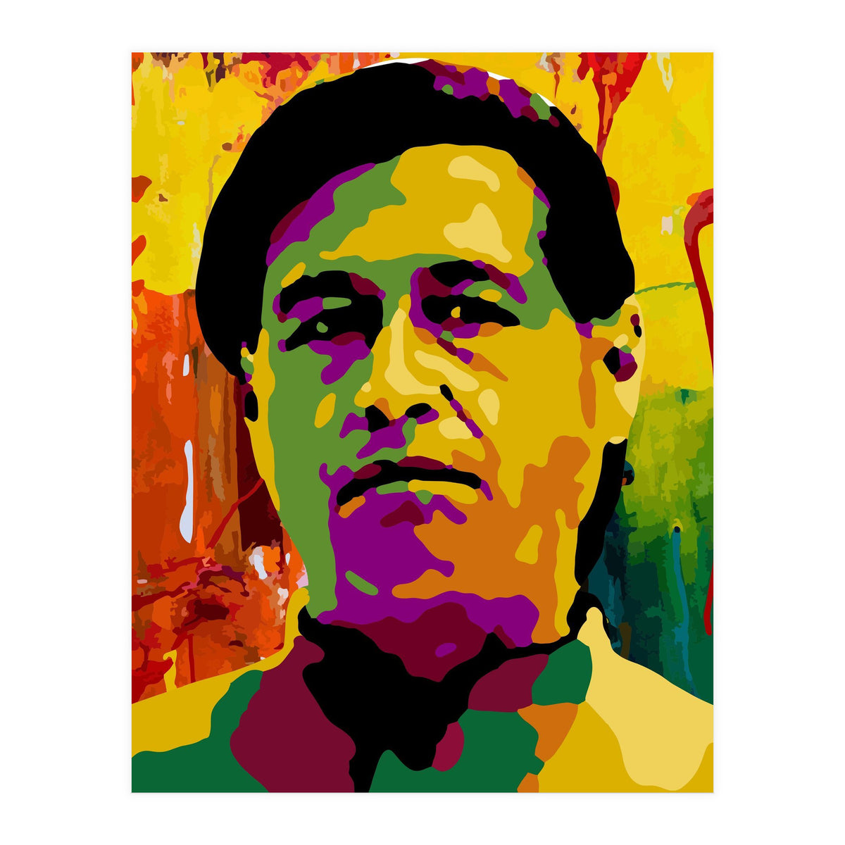 Cesar Chavez Colorful Abstract Art (Print Only)
