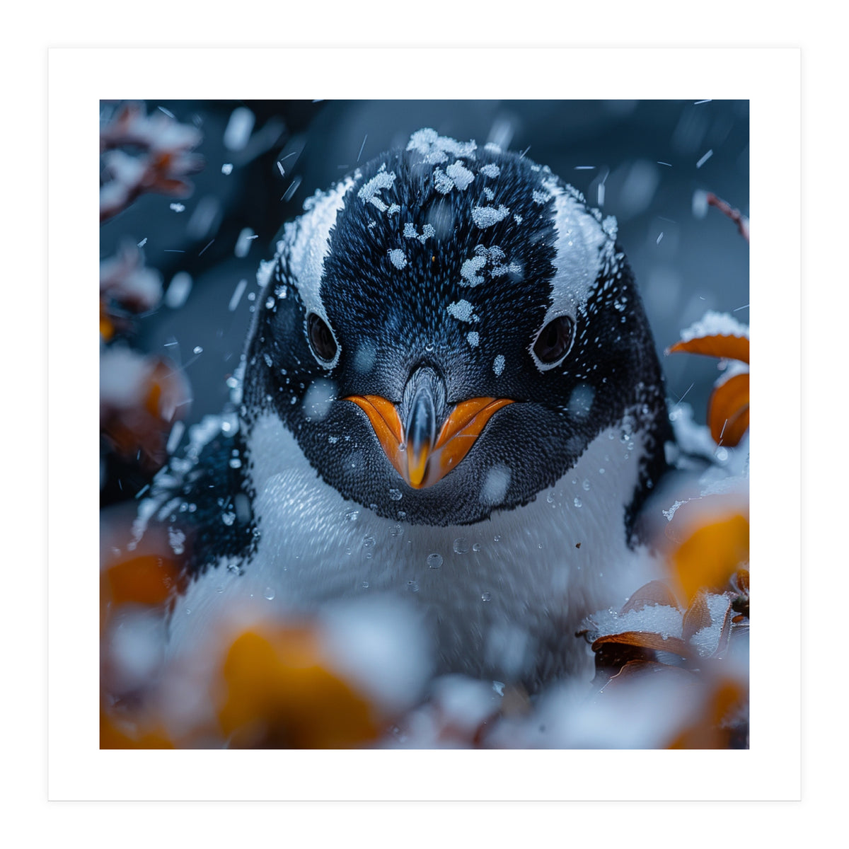 Close Up Of A Gentoo Penguin In The Snow (Print Only)