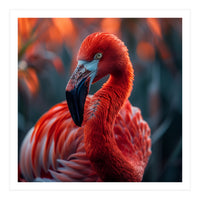 Vibrant Flamingo Close Up Portrait Outdoor Nature (Print Only)