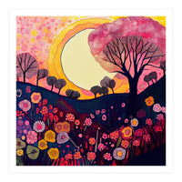 Folk Sunset Over Floral Hills (Print Only)