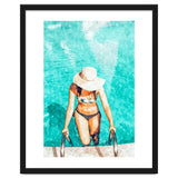 Pool Fashion | Modern Bohemian Woman Swim Watercolor Painting | Contemporary Travel thumbnail