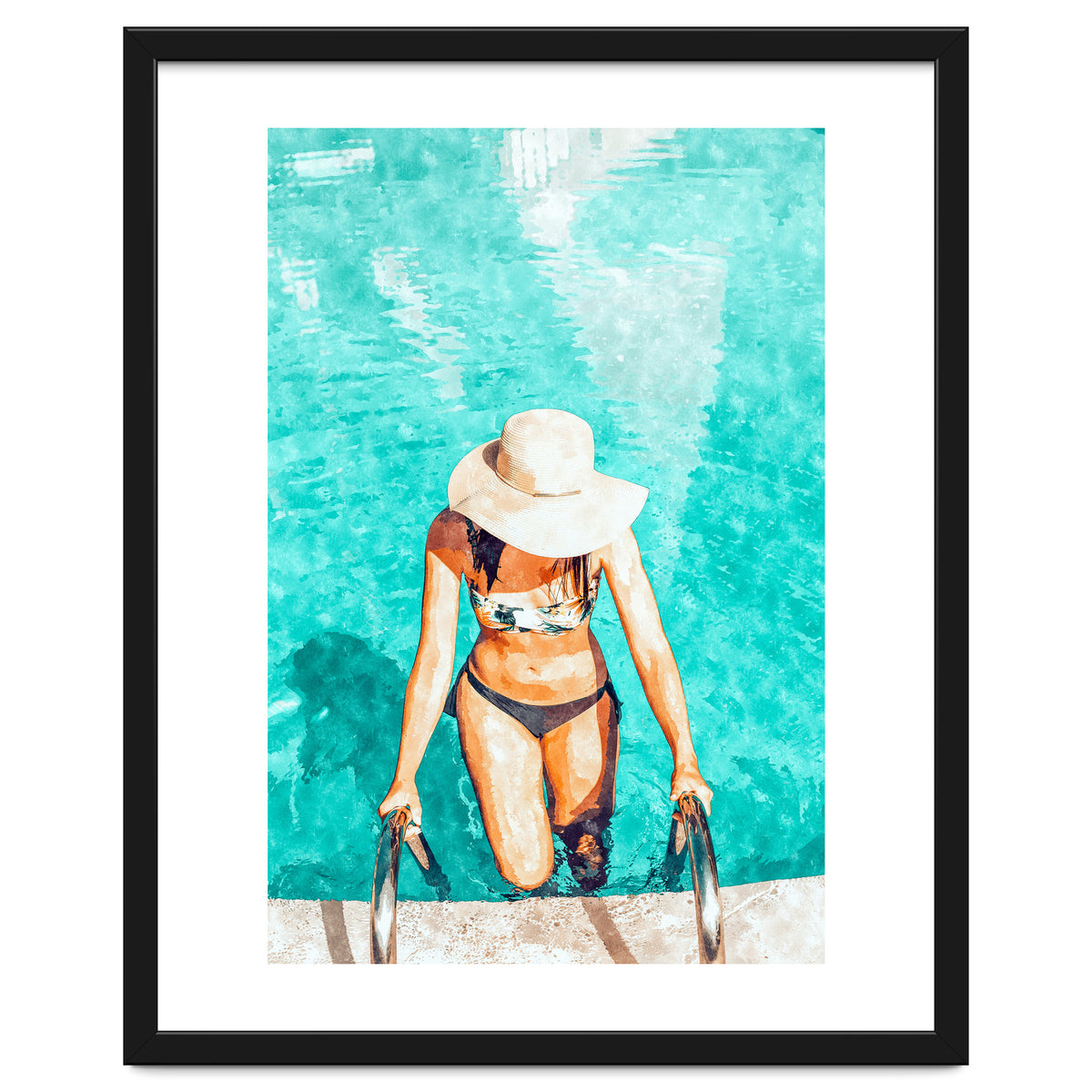 Simulacrum, Modern Bohemian Woman Swim, Summer Swimming Pool Fashion Watercolor  Painting Art Board Print for Sale by 83oranges