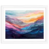 Vibrant Abstract Watercolor Mountain Landscape