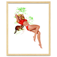 Pinup Girl With A Naughty Racoon