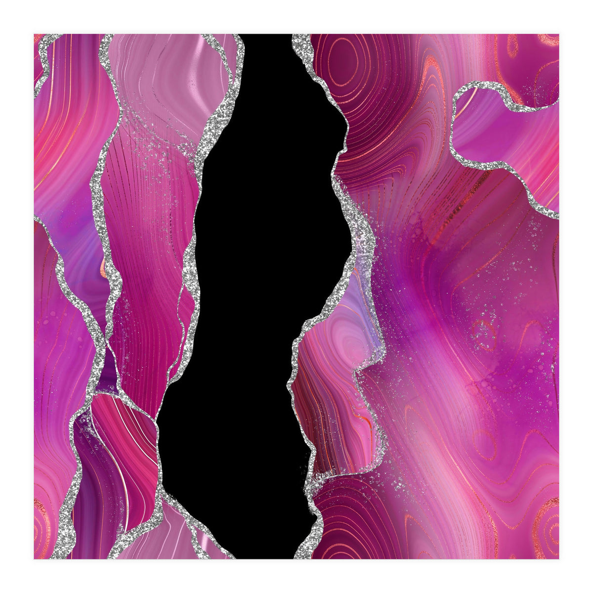 Magenta & Silver Agate Texture 01  (Print Only)