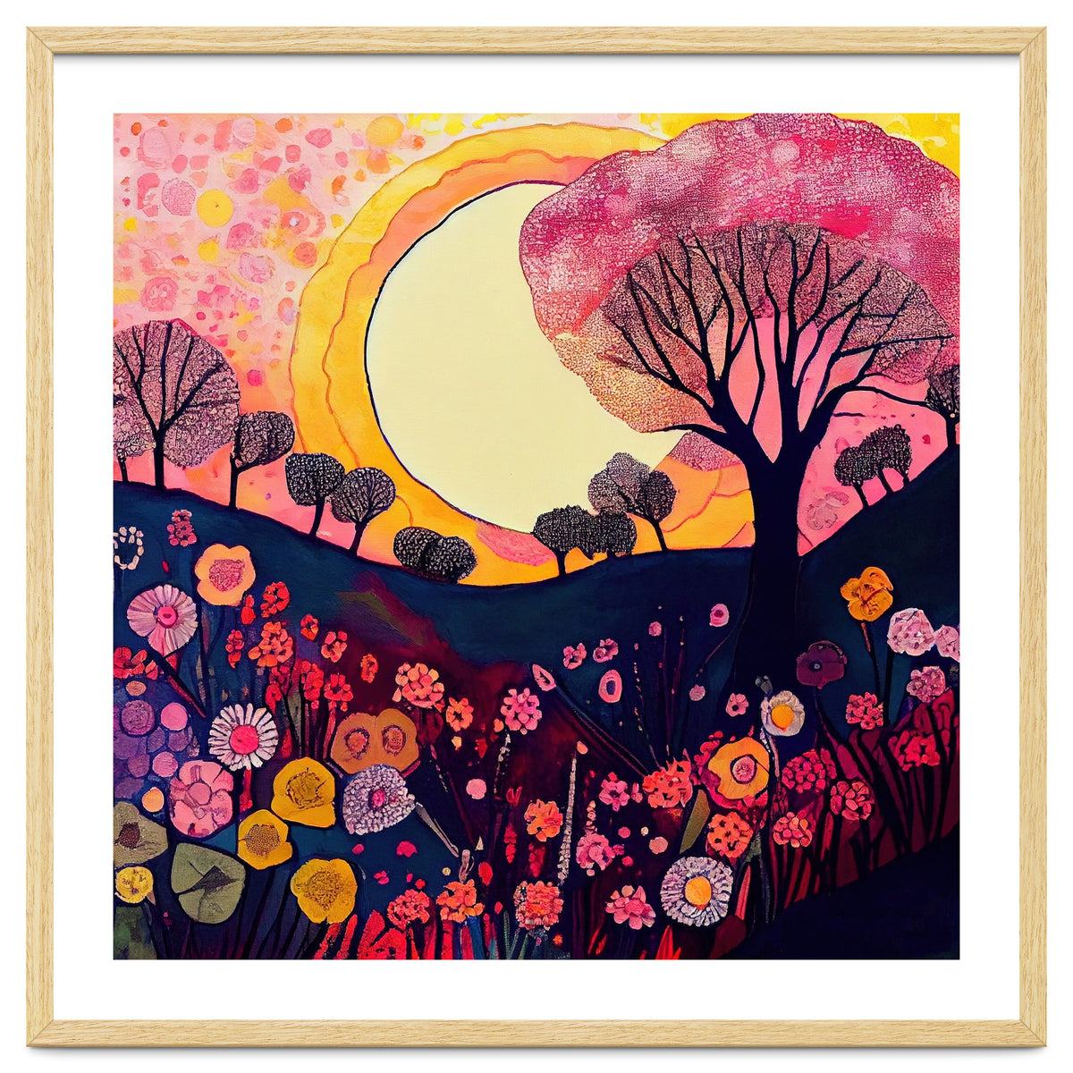 Folk Sunset Over Floral Hills