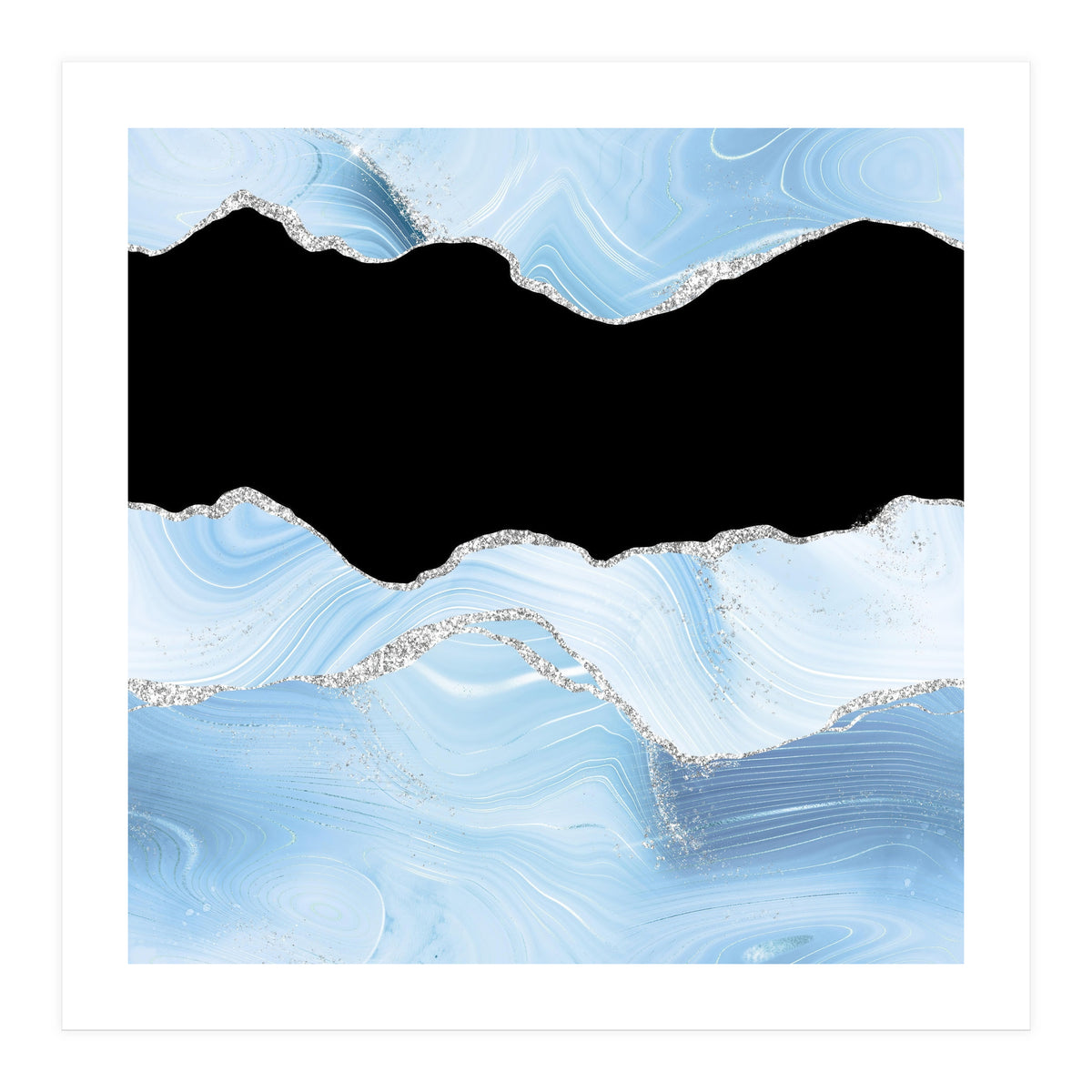 Blue & Silver Agate Glitter Texture 03 (Print Only)