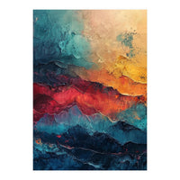 Abstract Textured Mountain Landscape (Print Only)