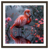Elegant Flamingo Standing In Water Reflection thumbnail