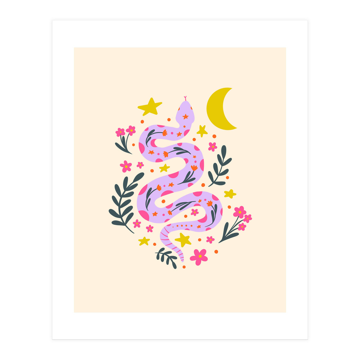 Lunar Snake  - lavander and cream (Print Only)