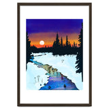 Purple Midnight, Snow River Full Moon Nature Landscape Painting, Winter Travel Adventure Places thumbnail
