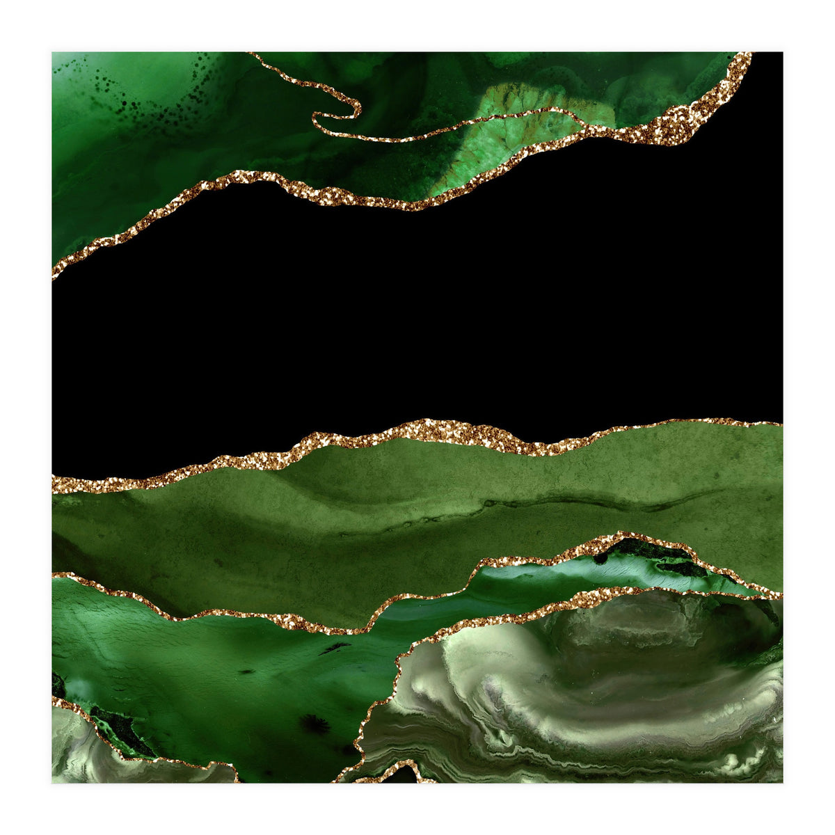 Green & Gold Agate Texture 16 (Print Only)