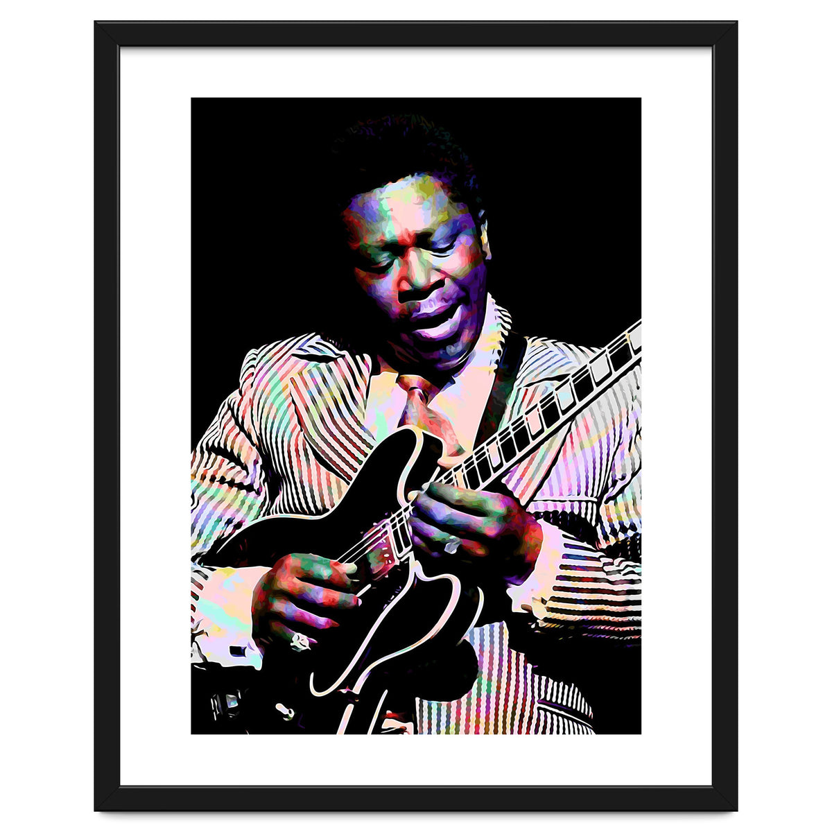 BB King. American Blues Guitarist in Colorful Art