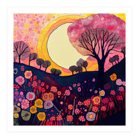 Folk Sunset Over Floral Hills (Print Only)