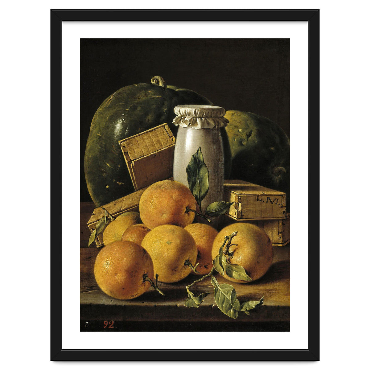 Luis Egidio Meléndez / 'Still Life of Oranges, Watermelon, a Pot, and Boxes of Cake', ca.  1760.