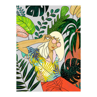 Spring Break, Tropical Bohemian Travel Line Art, Woman Fashion Palm Forest Jungle Watercolor Nature (Print Only)