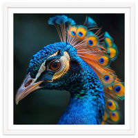 Peacock Bird Portrait Detailed Feathers Vibrant Colors