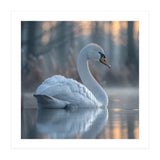 Graceful Swan Floating On Calm Water (Print Only) thumbnail
