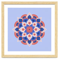 Mandala flower - blue and coral