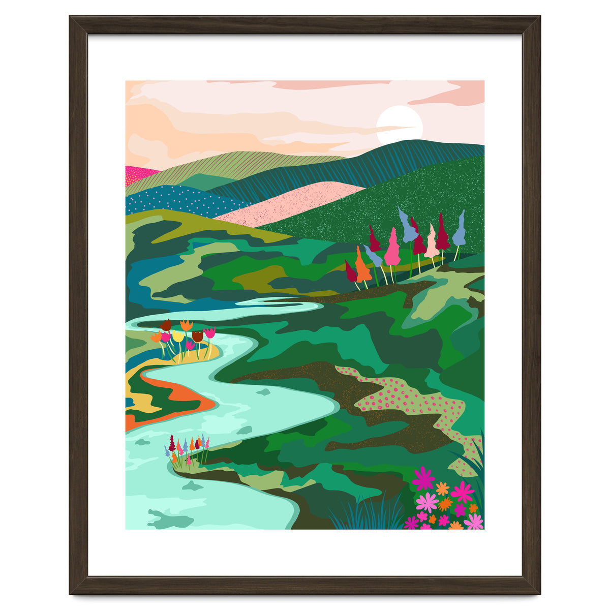 Endless Love, Bohemian Nature Landscape Scenic Meadow, Eclectic Colorful Travel Forest Mountains Sunset