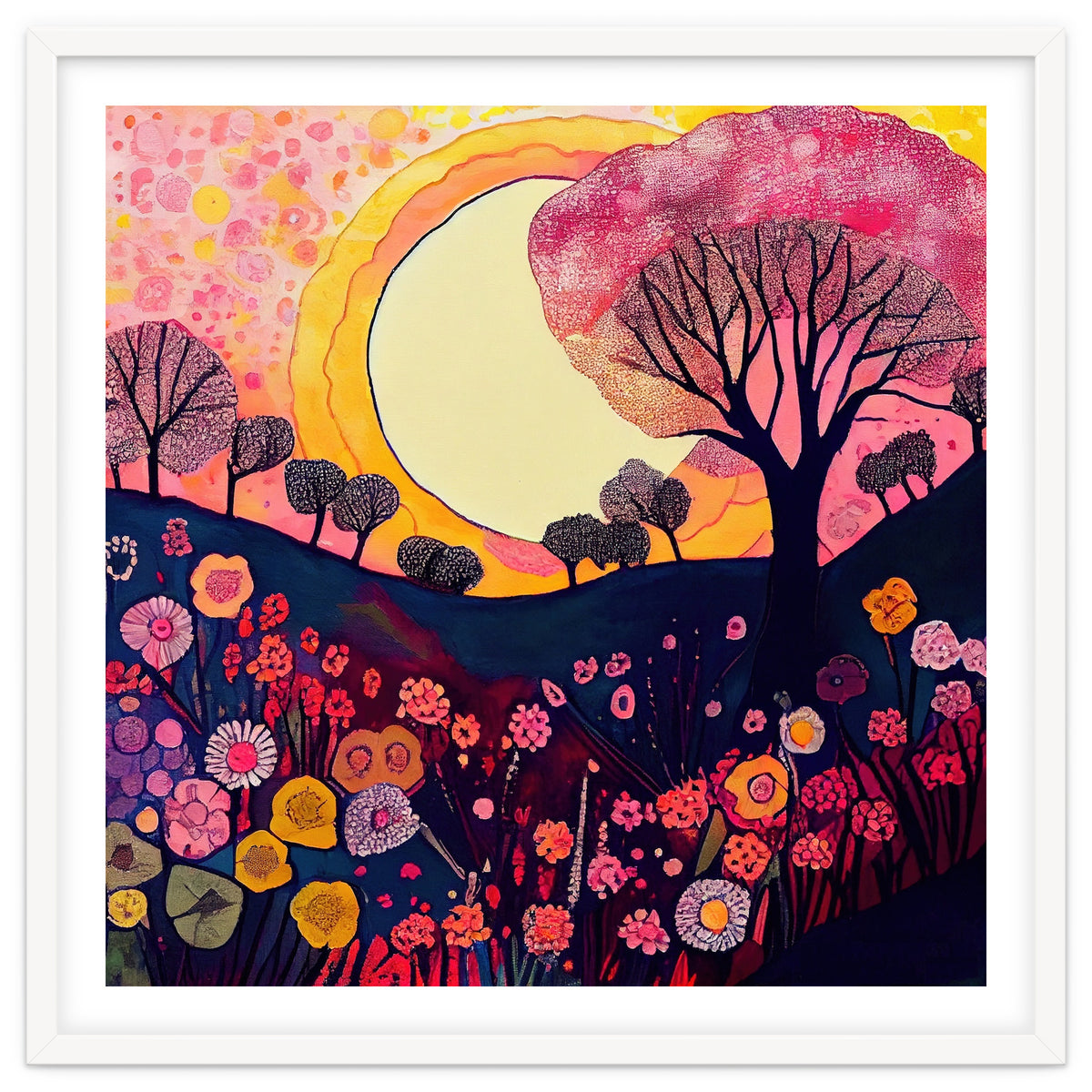 Folk Sunset Over Floral Hills