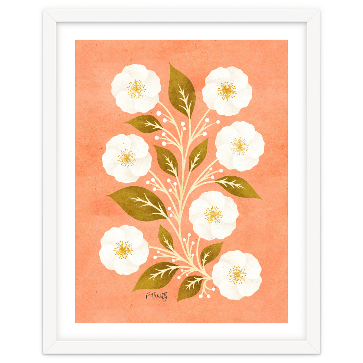 Peach, Ochre And Ivory Floral