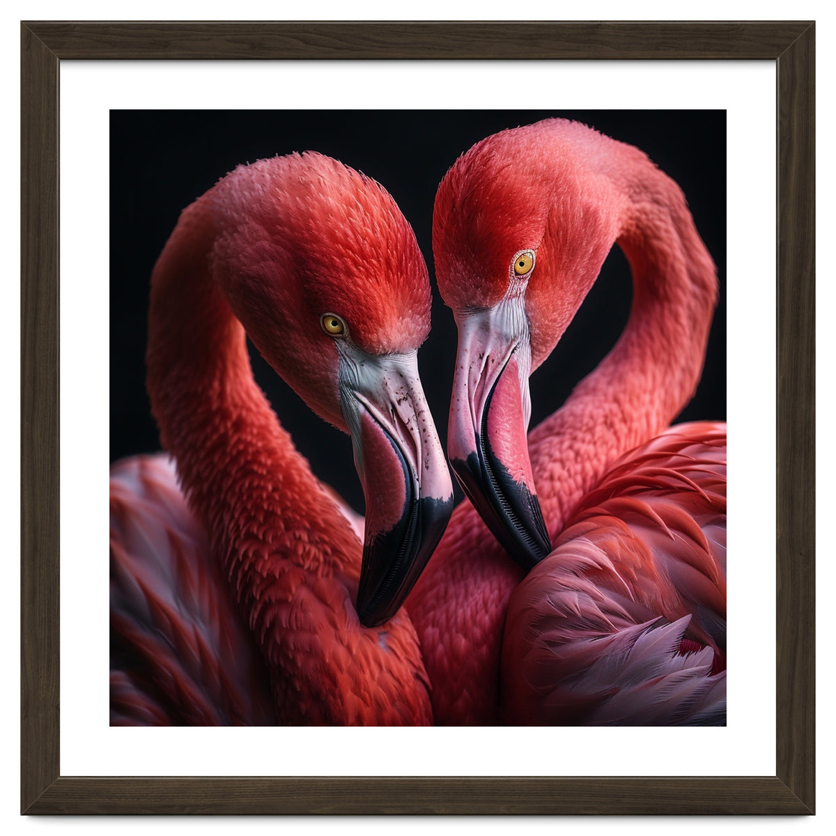 Two Flamingos Together