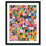 Life On A Checkboard, Abstract Maximalism Eclectic Painting, Bohemian Pop Of Color Illustration thumbnail