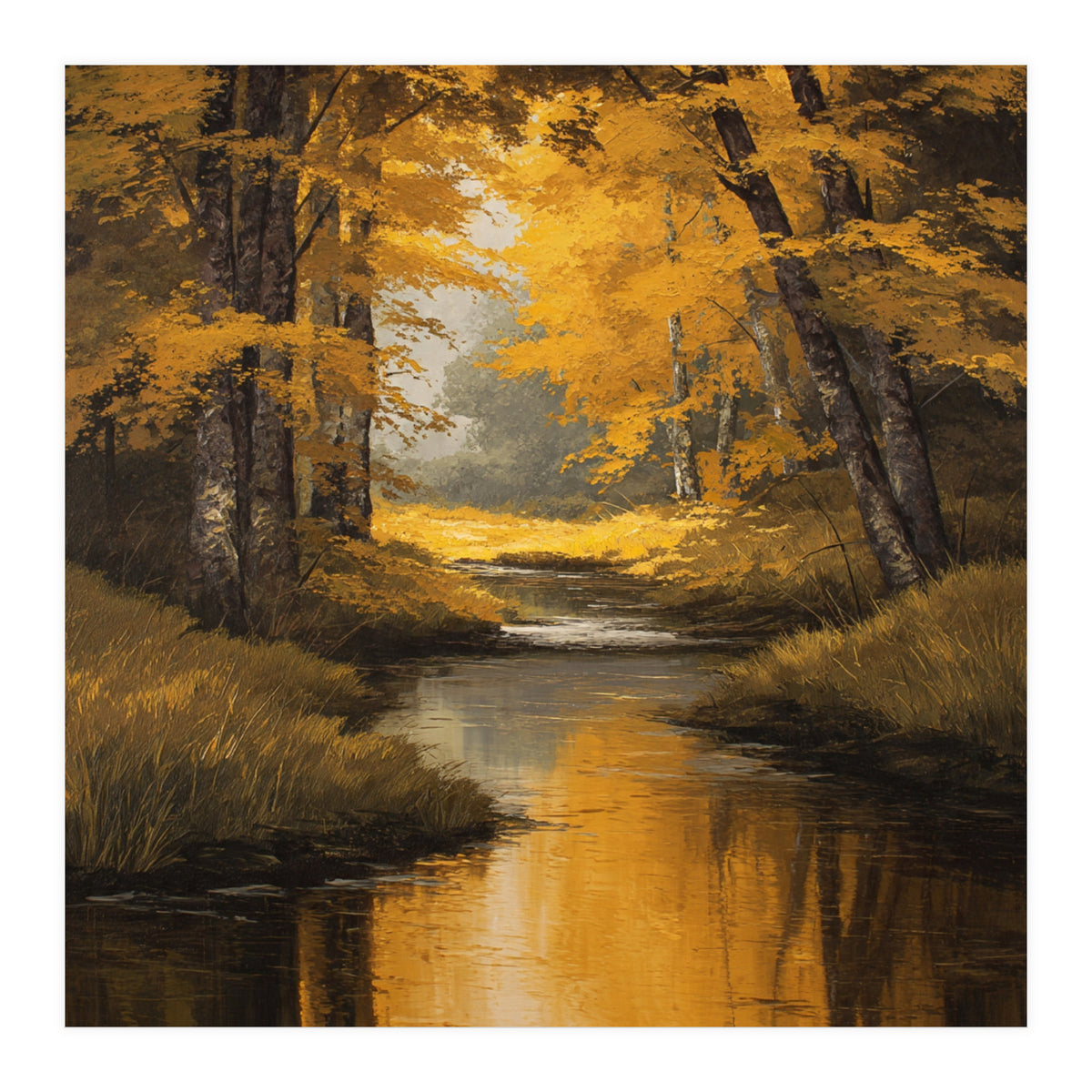 Golden Autumn Forest River (Print Only)