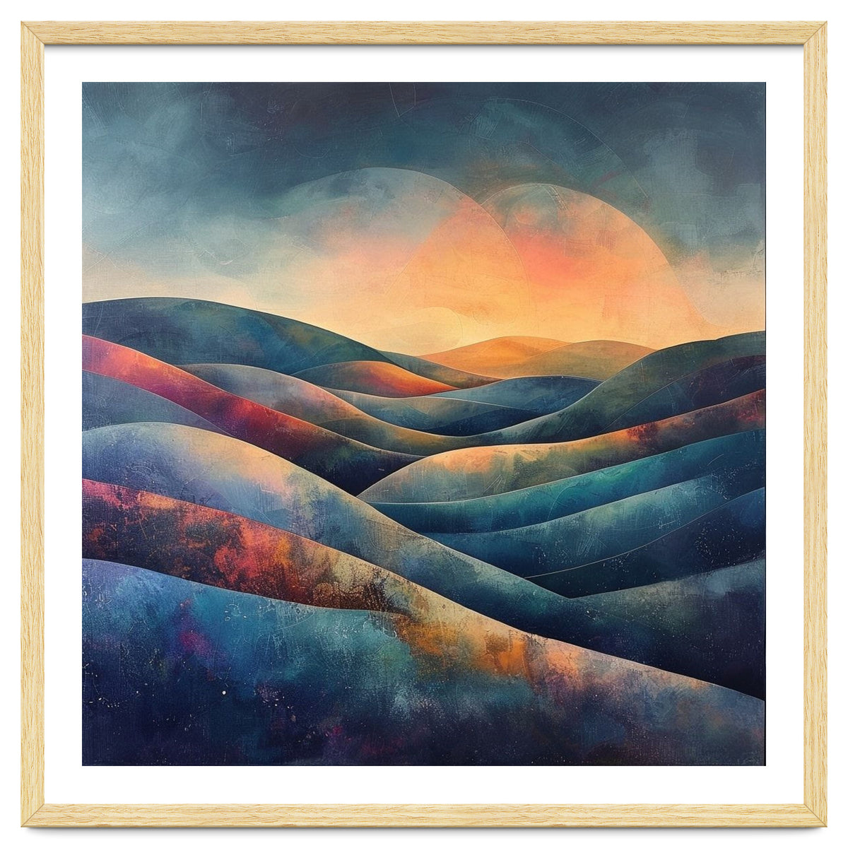 Abstract Ethereal Rolling Hills at Sunset
