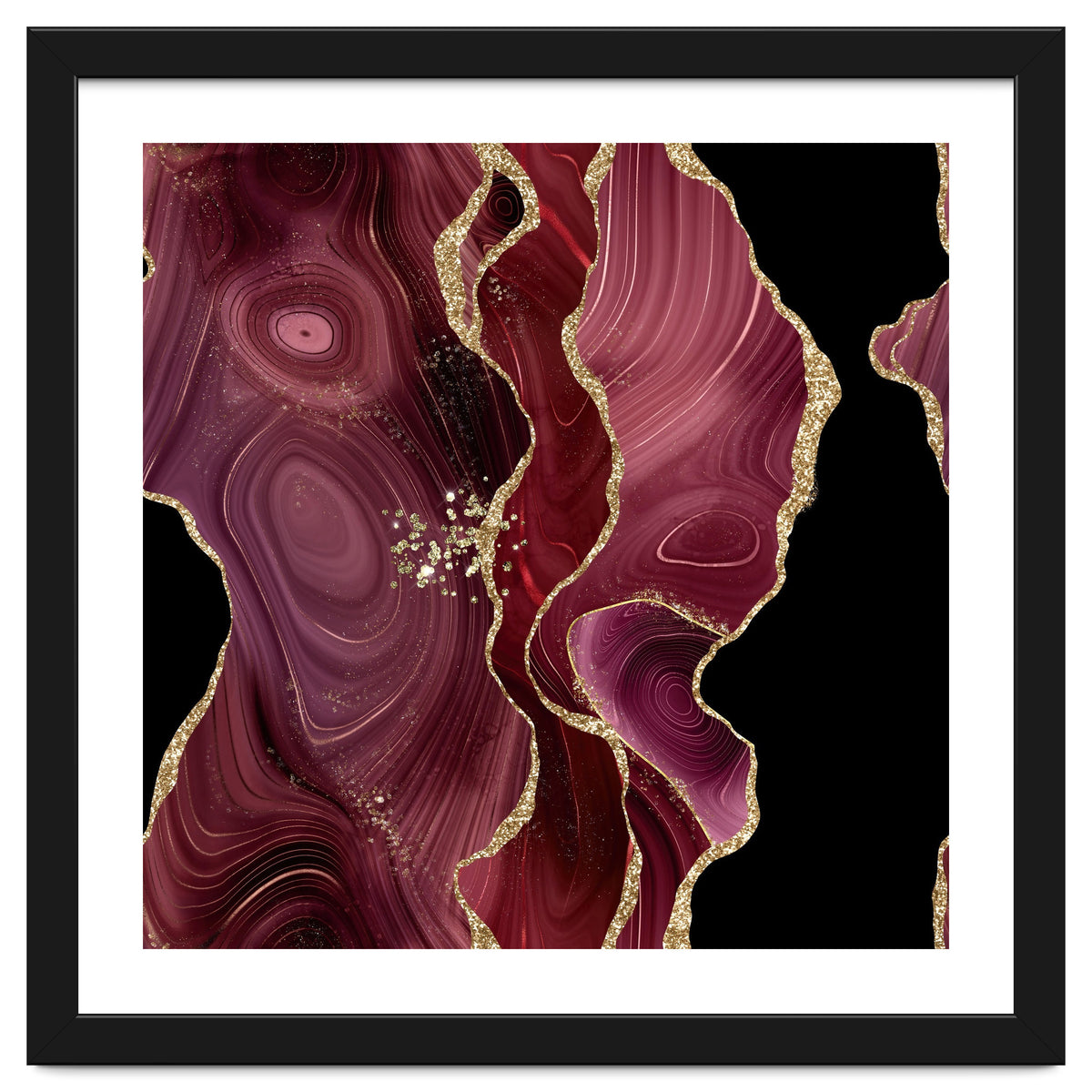 Burgundy & Gold Glitter Agate Texture 01