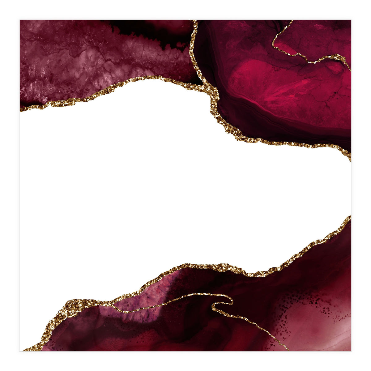 Burgundy & Gold Agate Texture 29  (Print Only)