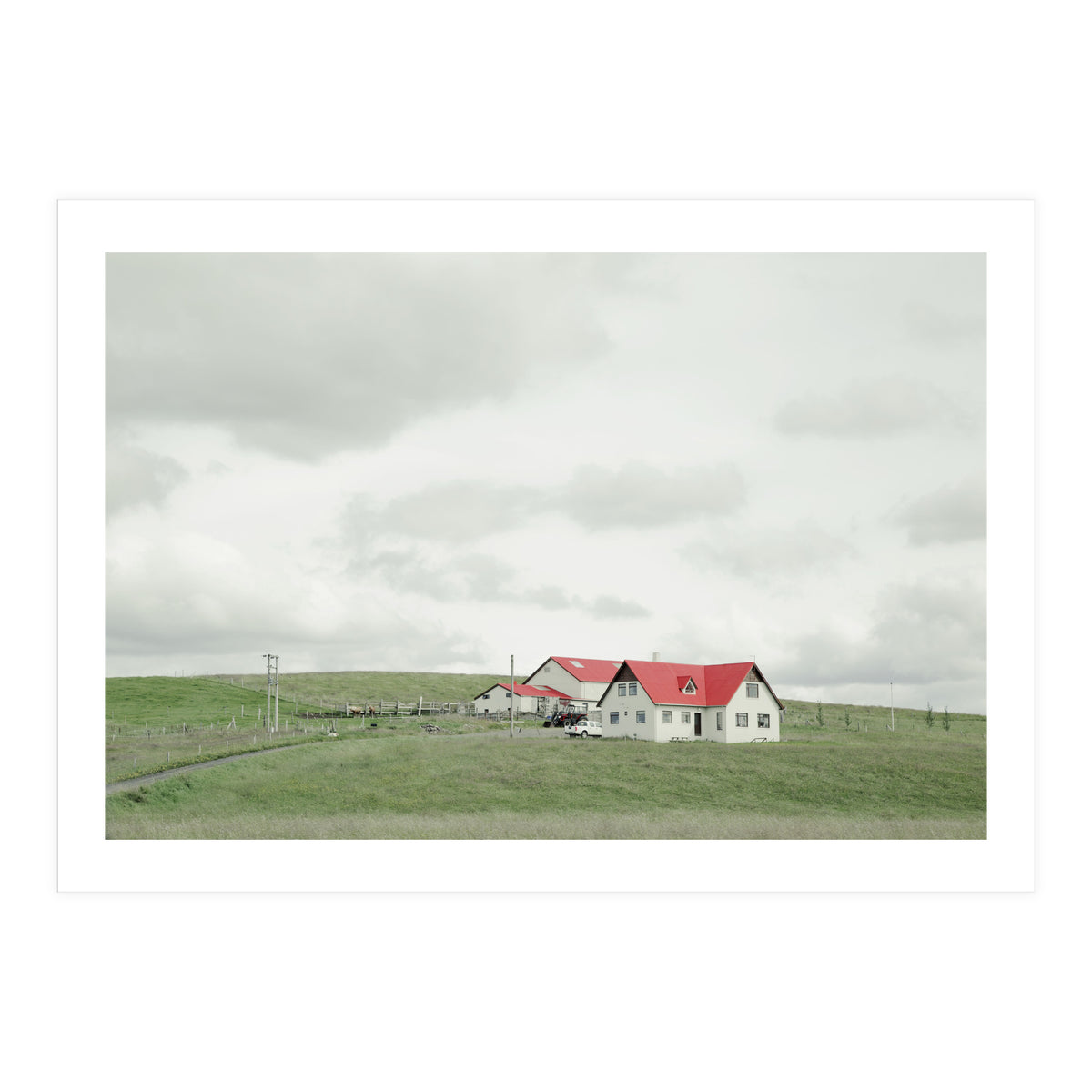 Red roof house on the green hill - Iceland (Print Only)