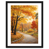 Original Autumn Park Landscape Oil Painting Style