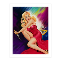 Pinup Girl With A Knife In Self Defense Pose (Print Only)