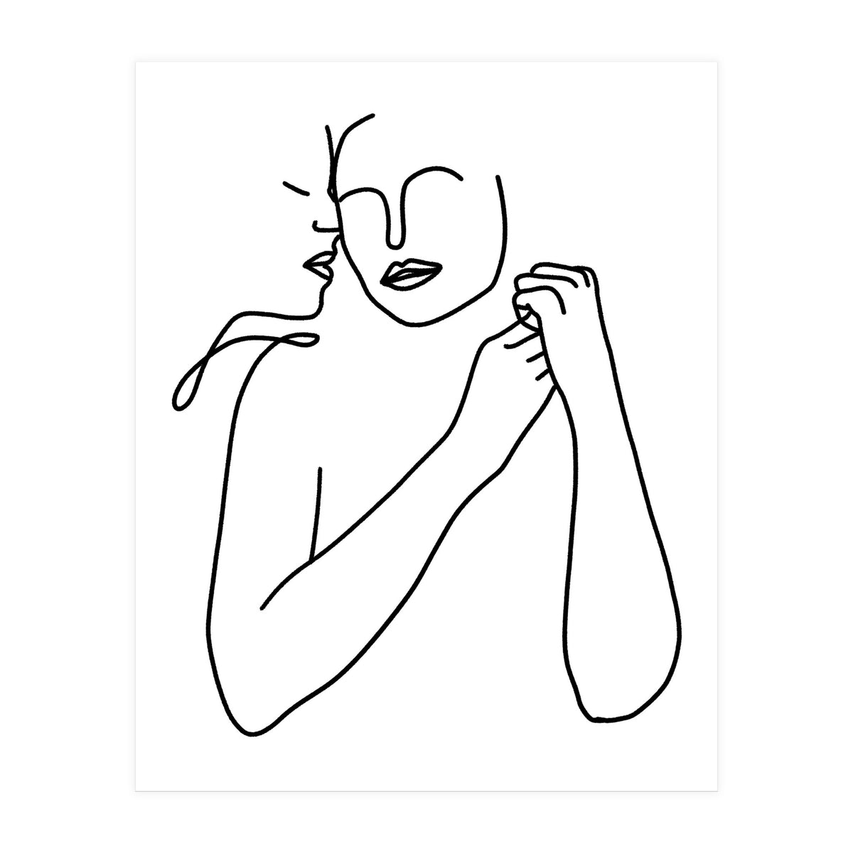 Eternally Connected, Abstract Line Art Love, Sketch Drawing Minimal, Eclectic Human Couple Connection Minimalism Concept (Print Only)