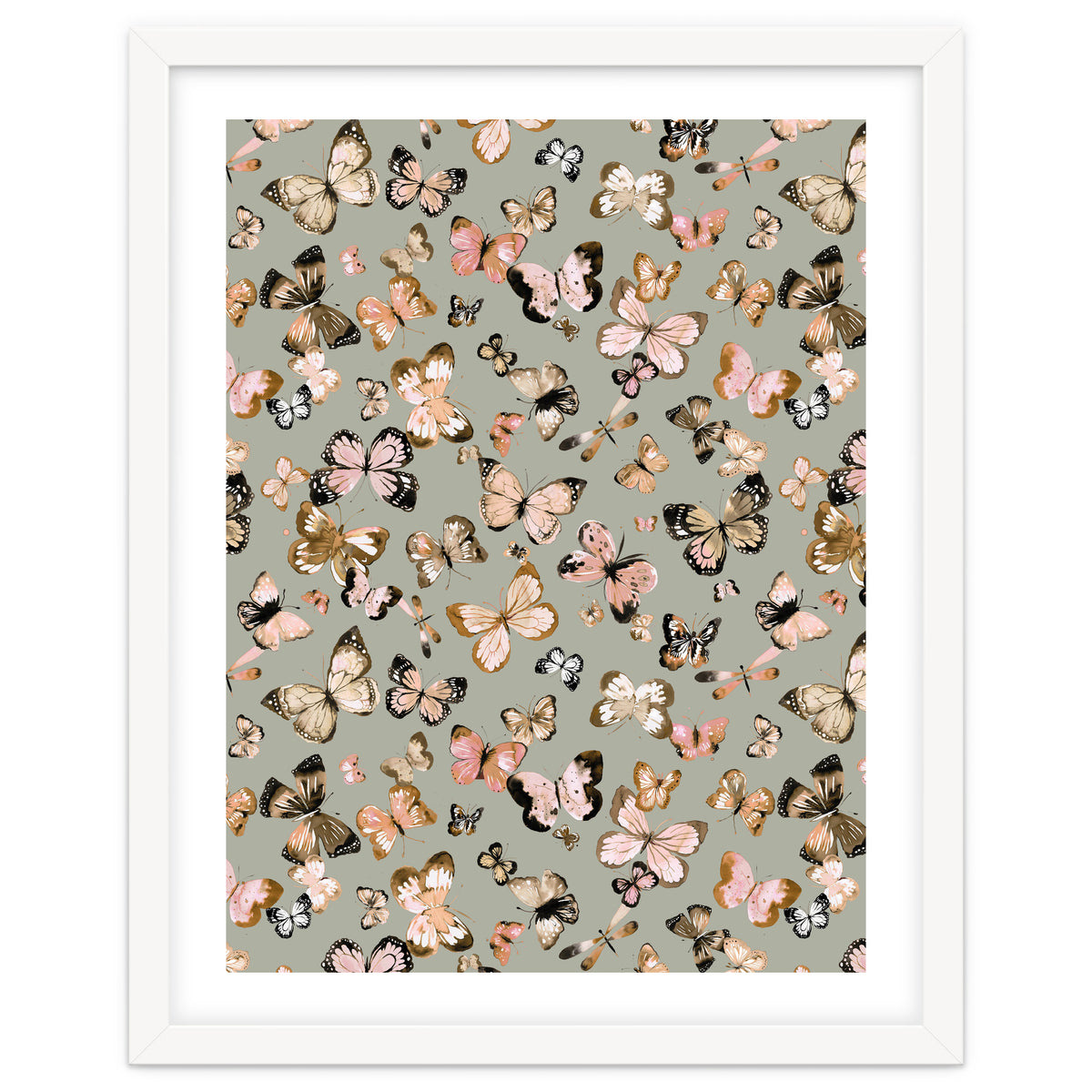 Flying Butterflies Gold Beige