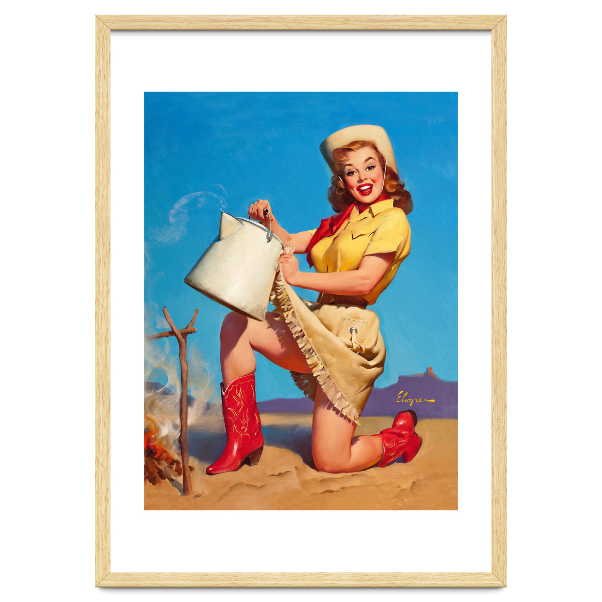 Pinup Sexy Woman Posing With A Hot Teapot