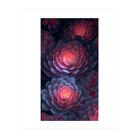 Ethereal Neon Blooms: Intricate 3D Floral Fractal Art (Print Only)
